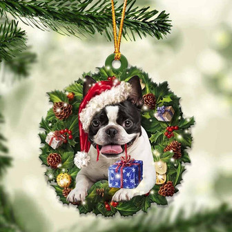 Boston Terrier and Christmas gift for her gift for him gift for Boston Terrier lover ornament, Christmas Ornament - Thegiftio UK