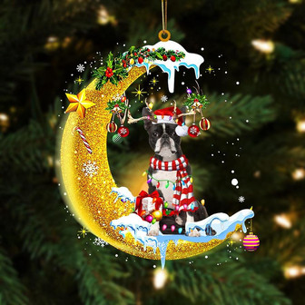 Boston Terrier On The Moon Merry Christmas Hanging Ornament Dog Ornament, Car Ornament, Christmas Ornament - Thegiftio UK