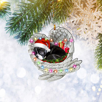 Boston Terrier Sleeping Angel Wing Christmas Ornament, Dog Lover Christmas Tree Ornament, Home Decor Plastic Ornament - Thegiftio UK