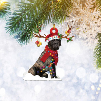 Brindle English Mastiff Christmas Reindeer Ornament, Dog Lover Gift, Christmas Tree Ornament, Home Decor - Thegiftio