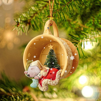 Bull Terrier Sleeping in a tiny cup Christmas Holiday-Two Sided Ornament, Christmas Ornament, Car Ornament - Thegiftio UK