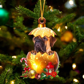 Bullmastiff In Golden Egg Christmas Ornament - Thegiftio UK