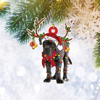 Cane Corso With Christmas Light Reindeer Ornament, Dog Lover Gifts, Christmas Tree Ornament, Home Decor Plastic Ornament - Thegiftio