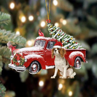 Cavalier King Charles Spaniel 2-Cardinal & Truck Two Sided Ornament, Christmas Ornament, Car Ornament - Thegiftio UK