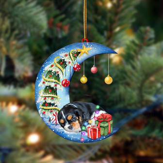 Cavalier King Charles Spaniel (2)-Sleep On The Moon Christmas Two Sided Ornament, Christmas Ornament - Thegiftio UK