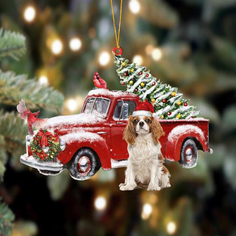Cavalier King Charles Spaniel 3-Cardinal & Truck Two Sided Ornament, Christmas Ornament, Car Ornament - Thegiftio UK