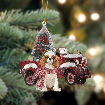 Cavalier King Charles Spaniel 3-Christmas Truck Two Sided Ornament, Christmas Ornament, Car Ornament - Thegiftio UK