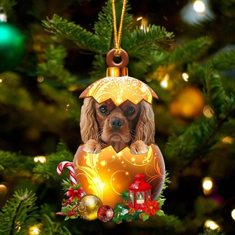 Cavalier King Charles Spaniel 3 In Golden Egg Christmas Ornament - Thegiftio UK