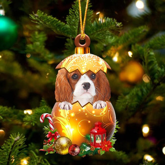 Cavalier King Charles Spaniel In Golden Egg Christmas Ornament - Thegiftio UK