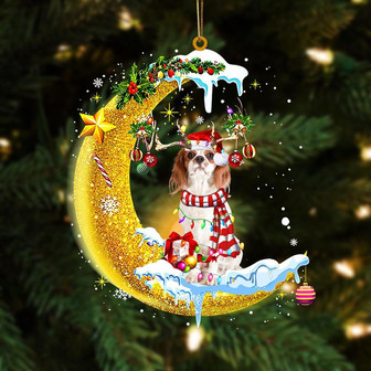 Cavalier King Charles Spaniel On The Moon Merry Christmas Hanging Ornament, Car Ornament, Christmas Ornament - Thegiftio UK