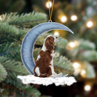 Cavalier King Charles Spaniel Sits On The Moon Hanging Ornament, Car Ornament, Christmas Ornament - Thegiftio UK