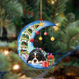 Cavalier King Charles Spaniel-Sleep On The Moon Christmas Two Sided Ornament, Christmas Ornament - Thegiftio UK