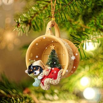 Cavalier King Charles Spaniel Sleeping in a tiny cup Christmas Holiday-Two Sided Ornament, Christmas Ornament - Thegiftio UK