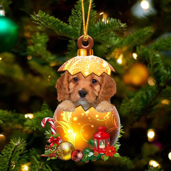Cavapoo In Golden Egg Christmas Ornament - Thegiftio UK