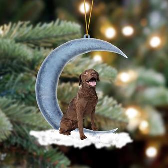 Chesapeake Bay Retriever Sits On The Moon Hanging Ornament Dog Ornament, Car Ornament, Christmas Ornament - Thegiftio UK