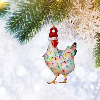 Chicken Christmas Light Reindeer Ornament, Farm Animal Lover Gifts, Christmas Tree Ornament, Home Decor Plastic Ornament - Thegiftio UK
