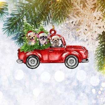 Chihuahua Red Truck Flat 2D Christmas Ornament, Pet Dog Lover Gifts, Christmas Tree Ornament, Home Decor - Thegiftio UK