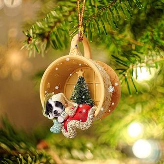 Chinese Crested Puppy Sleeping in a tiny cup Christmas Holiday-Two Sided Ornament, Christmas Ornament - Thegiftio UK