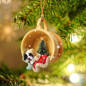 Chinese Crested Puppy Sleeping in a tiny cup Christmas Holiday-Two Sided Ornament, Christmas Ornament - Thegiftio