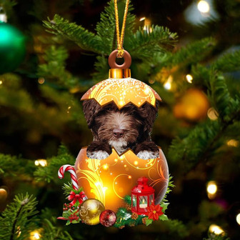CHOCOLATE goldendoodle In Golden Egg Christmas Ornament - Thegiftio UK