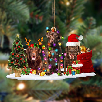 Chocolate Labrador Retriever-Christmas Dog Friends Hanging Ornament, Christmas Ornament, Car Ornament - Thegiftio UK