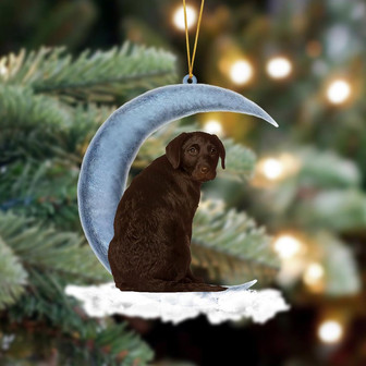 Chocolate Labrador Retriever Sits On The Moon Hanging Ornament Dog Ornament, Car Ornament, Christmas Ornament - Thegiftio UK
