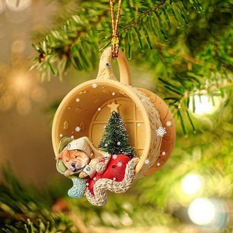 Chow Chow Sleeping in a tiny cup Christmas Holiday-Two Sided Ornament, Christmas Ornament, Car Ornament - Thegiftio UK