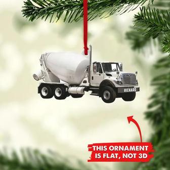 Concrete Mixer Truck Personalized Flat Ornaments, Concrete Mixing Transport Truck Custom Christmas Ornament - Thegiftio