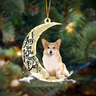 Corgi I Love You To The Moon And Back Hanging Ornament Dog Ornament, Car Ornament, Christmas Ornament - Thegiftio UK