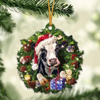 Cow and Christmas gift for her gift for him gift for Cow lover ornament, Christmas Ornament, Car Ornament - Thegiftio UK
