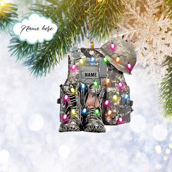 Custom Army Veteran Soldier Backpack Boost Military Flat 2D Ornament, Christmas Tree Ornament, Home Decor - Thegiftio