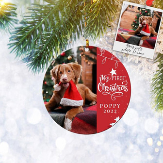 Custom Pet Dog Cat First Christmas Ornament Personalized, Add Photo & Text, Christmas Tree Ornament, Home Decor - Thegiftio UK