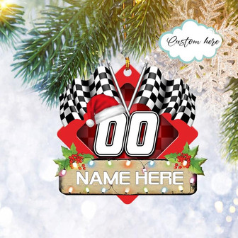 Custom Racing Checkered Flag String Lights Flat 2D Ornament Gifts, Christmas Tree Ornament, Home Decor Plastic Ornament - Thegiftio UK