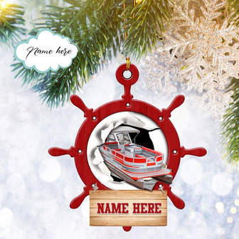 Custom Red Pontoon Flat 2D Christmas Ornament, Pontoon Lover Gift, Christmas Tree Ornament, Home Decor Plastic Ornament - Thegiftio UK