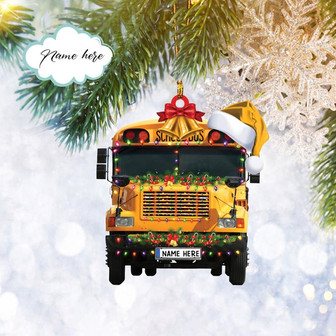 Custom School Bus FLAT 2D Christmas Ornament, Bus Driver Gifts, Christmas Tree Ornament, Home Decor - Thegiftio UK