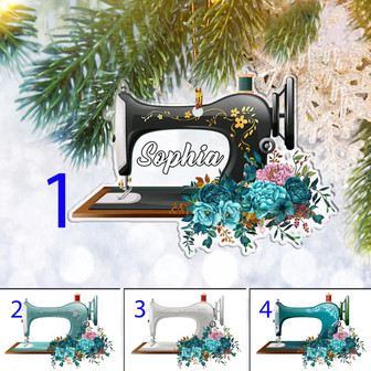 Custom Sewing Machine Flat 2D Ornament, Sewing Lover Personalized, Christmas Tree Ornament, Home Decor Plastic Ornament - Thegiftio UK