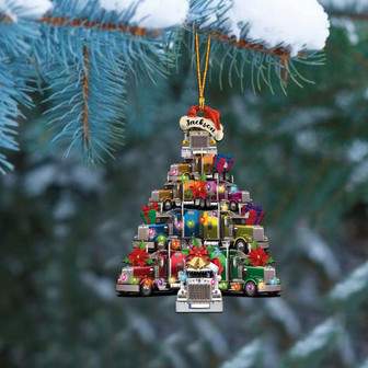 Custom Truck Christmas Tree Flat 2D Ornament, Gifts For Trucker, Christmas Tree Ornament, Home Decor Plastic Ornament - Thegiftio UK