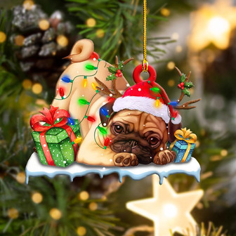 Cute Pug Christmas Shape Ornament - Thegiftio UK
