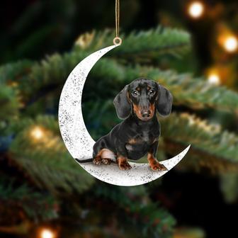 Dachshund 1-Sit On The Moon-Two Sided Ornament - Thegiftio UK