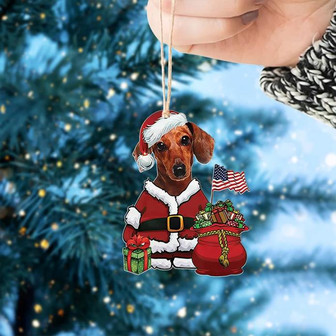 Dachshund Santa Hat Christmas Ornament, Xmas Tree Ornament, Loved Dachshund Ornament - Thegiftio UK