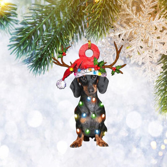Dachshund Weiner Doxie Dog Christmas Light Reindeer Ornament, Christmas Tree Ornament, Home Decor Plastic Ornament Gifts - Thegiftio