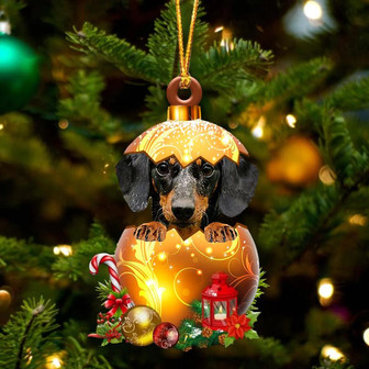 Dapple Dachshund In Golden Egg Christmas Ornament - Thegiftio UK
