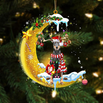 Doberman On The Moon Merry Christmas Hanging Ornament Dog Ornament, Car Ornament, Christmas Ornament - Thegiftio UK