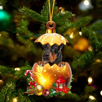 Dobermann In Golden Egg Christmas Ornament - Thegiftio UK
