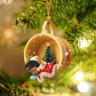 Dobermann Sleeping in a tiny cup Christmas Holiday-Two Sided Ornament, Christmas Ornament, Car Ornament - Thegiftio UK