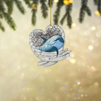 Dolphin Sleeping Angel Wings Ornament, Christmas Ornament, Love Dolphin Ornament Decor - Thegiftio UK