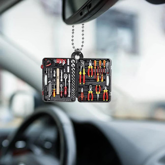 Electrician Toolbox Flat Car Ornament, Electrican Supplies Ornament - Thegiftio UK