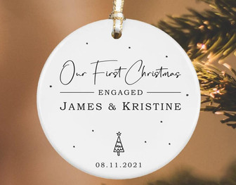 Engaged Christmas Ornament, Custom Engagement Keepsake, Engagement Gift, Personalized First Christmas Engaged, Engagement Announcement - Thegiftio UK
