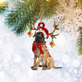 English Mastiff Christmas Reindeer Flat Ornament, Dog Lover Gifts, Christmas Tree Ornament, Home Decor Plastic Ornament - Thegiftio