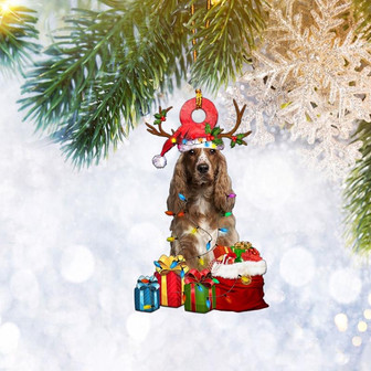 English Springer Spaniel Dog Reindeer Flat 2D Christmas Ornament, Christmas Tree Ornament, Home Decor Plastic Ornament - Thegiftio